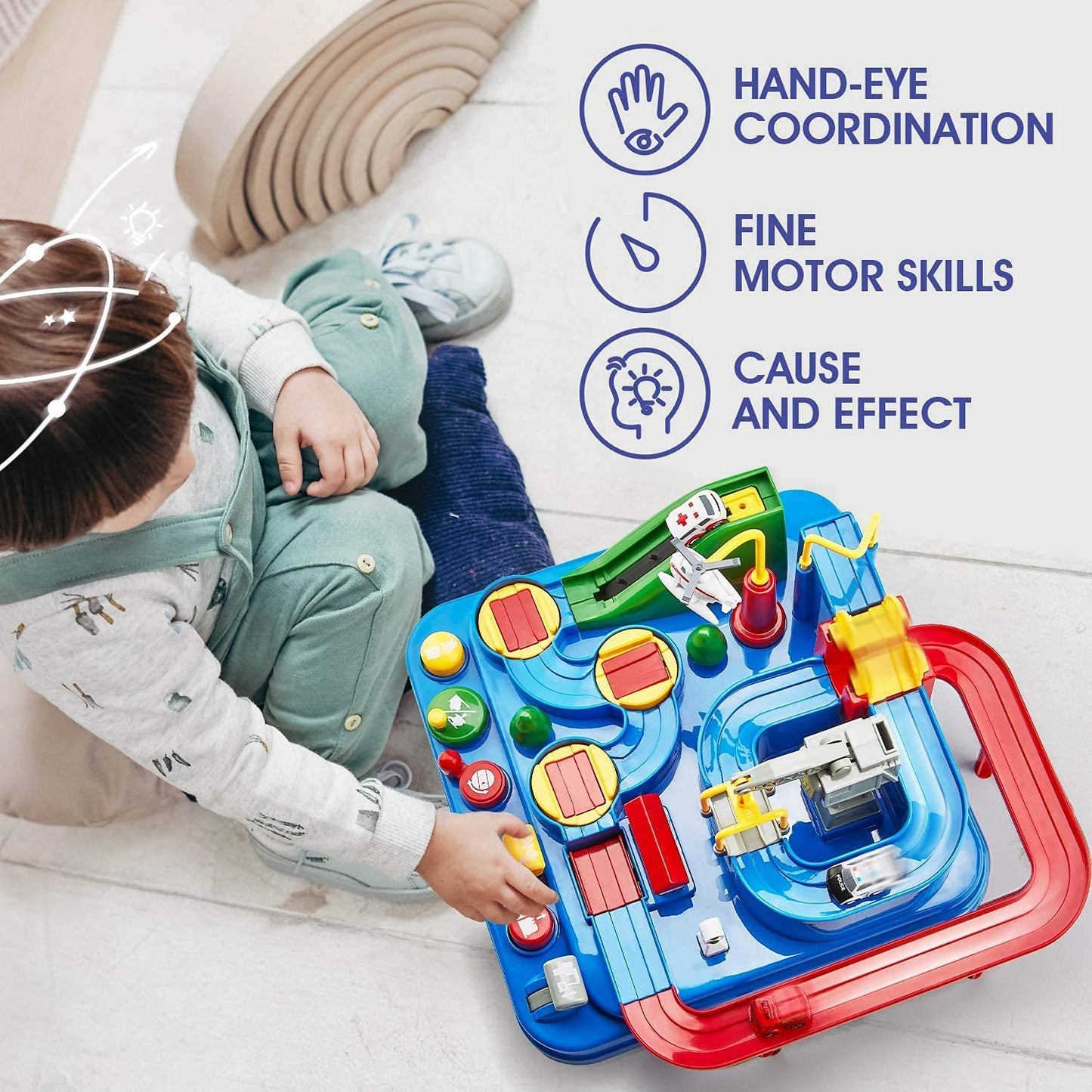 Car Race Track Adventure Toys for 3+ Year Old Boys & Girls, City Rescue Preschool Educational Vehicle Puzzle Playset