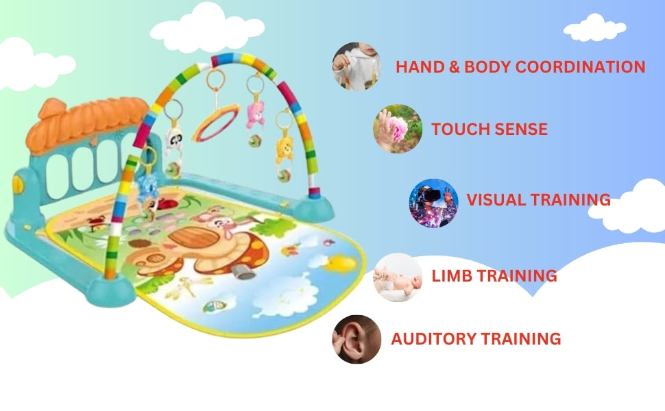 Baby Piano Fitness Rack Play Gym for Infants (0–18 Months) – Musical Tummy Time Activity Mat