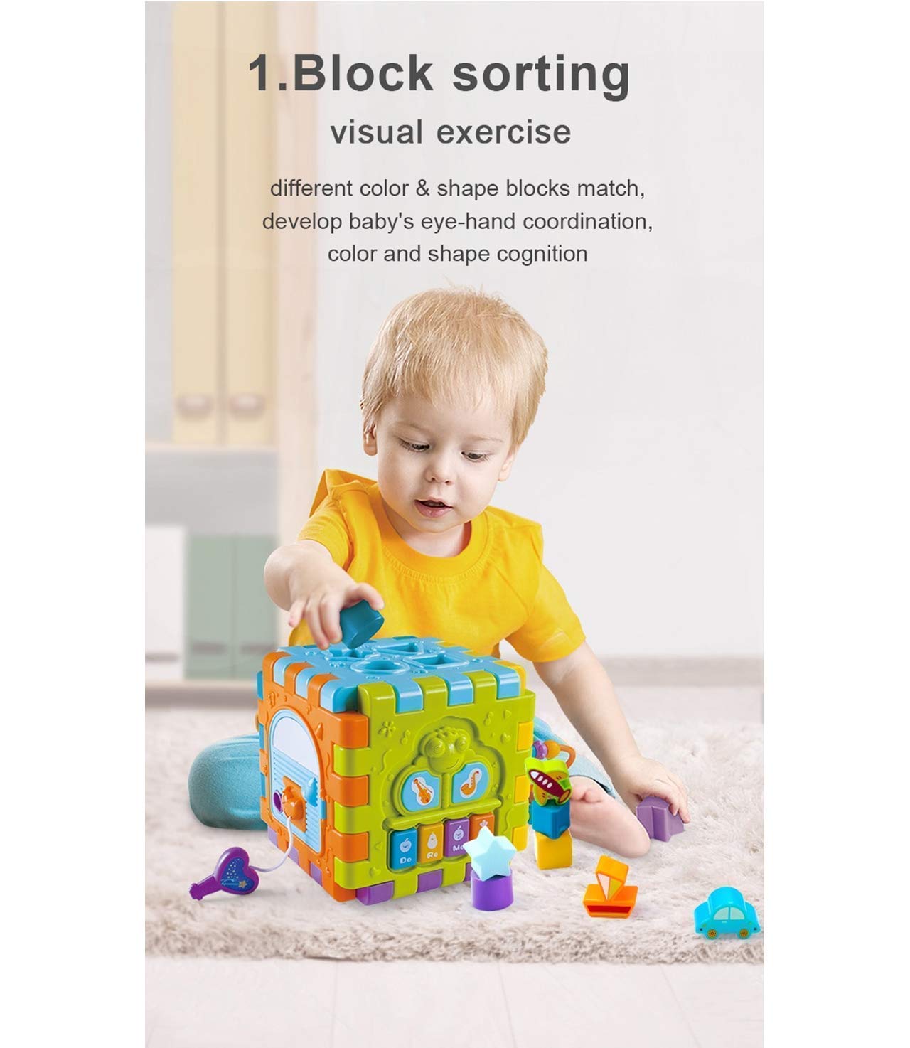🎶 Musical Activity Cube for Toddlers (1–3 Years) – Educational Learning Toy with Lights & Sounds