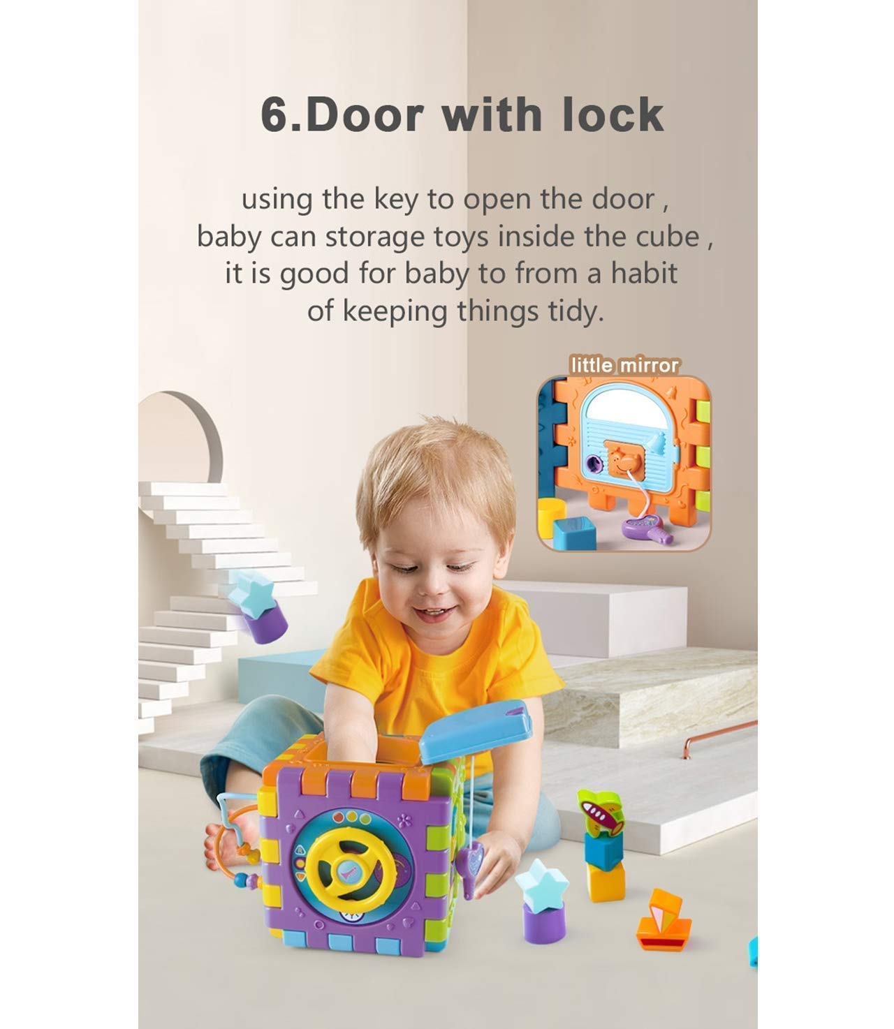 🎶 Musical Activity Cube for Toddlers (1–3 Years) – Educational Learning Toy with Lights & Sounds