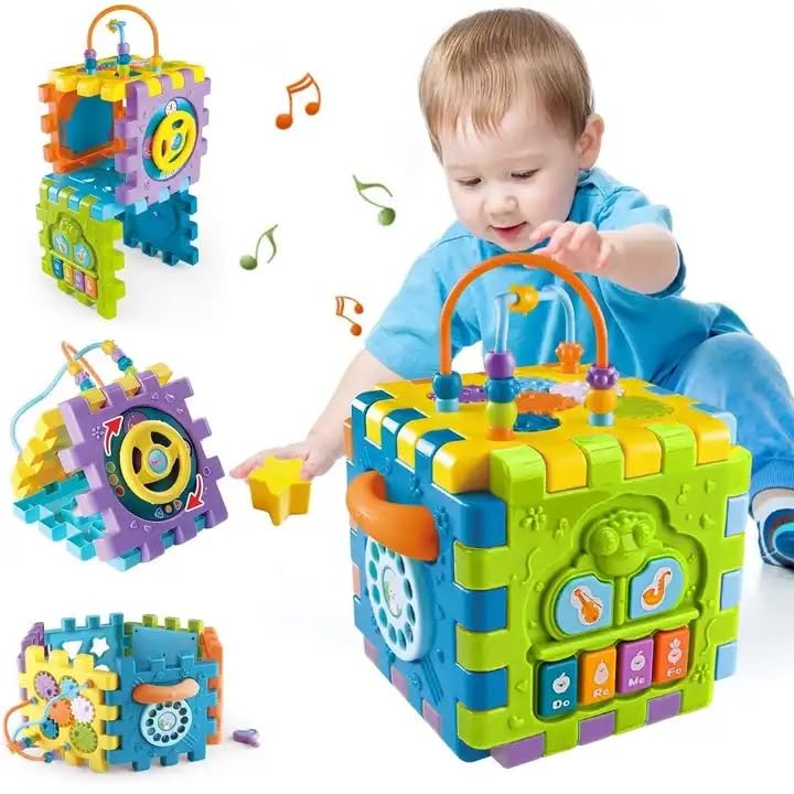 🎶 Musical Activity Cube for Toddlers (1–3 Years) – Educational Learning Toy with Lights & Sounds