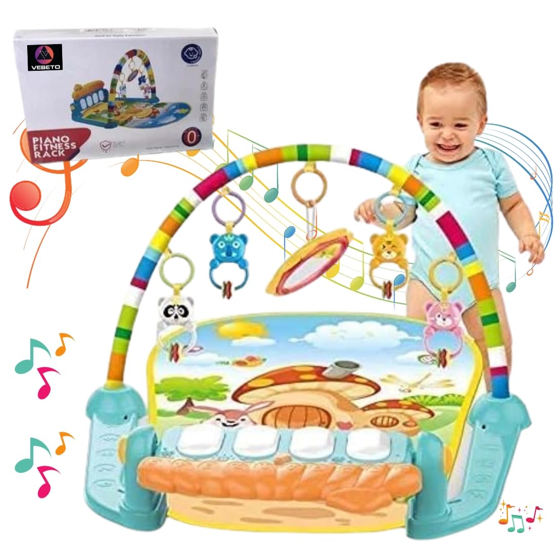 Baby Piano Fitness Rack Play Gym for Infants (0–18 Months) – Musical Tummy Time Activity Mat