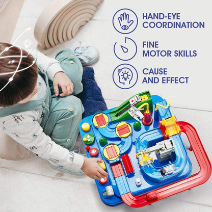 Car Race Track Adventure Toys for 3+ Year Old Boys & Girls, City Rescue Preschool Educational Vehicle Puzzle Playset