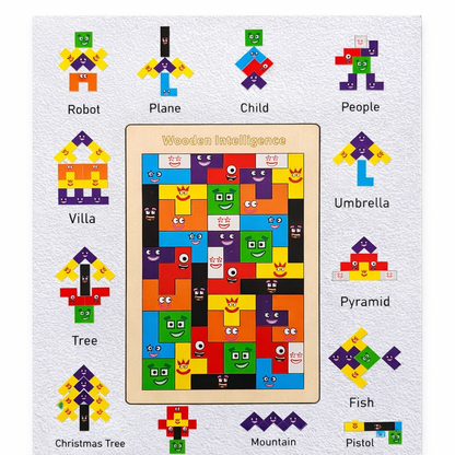 Kidzomart Global Wooden Intelligence Puzzle Board – Creative Shape & Pattern Learning Blocks for Kids | Brain Development Toy