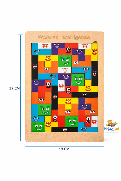 Kidzomart Global Wooden Intelligence Puzzle Board – Creative Shape & Pattern Learning Blocks for Kids | Brain Development Toy