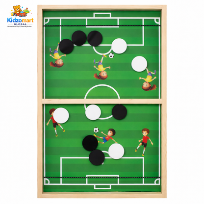 Kidzomart Global 3-in-1 Wooden Family Board Game – Football Sling, Snake & Ladder & Ludo | Strategy & Skill Development Game for Kids & Adults