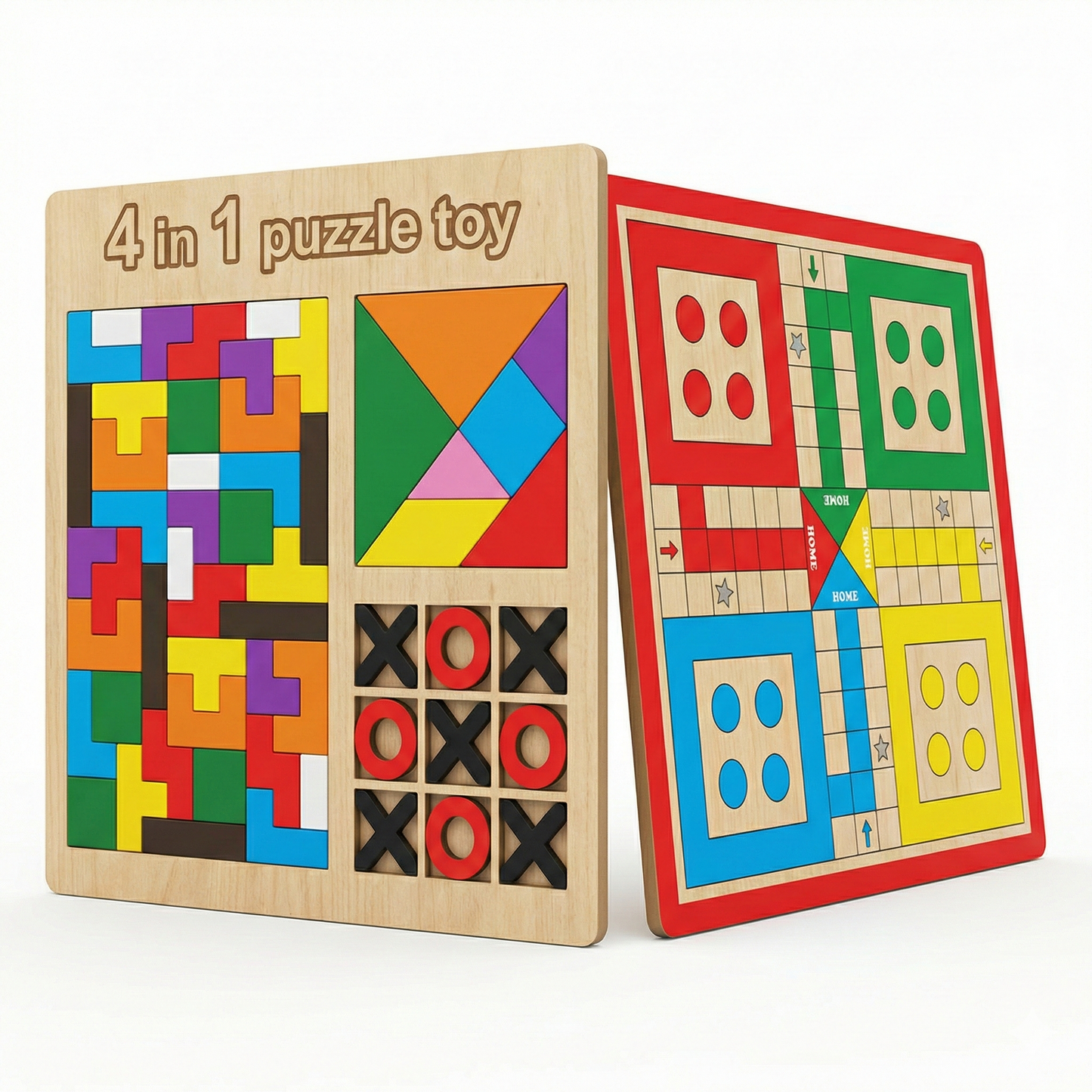 Kidzomart Global 4 in 1 Wooden Russian Block Puzzle Set – Educational Activity Board for Kids