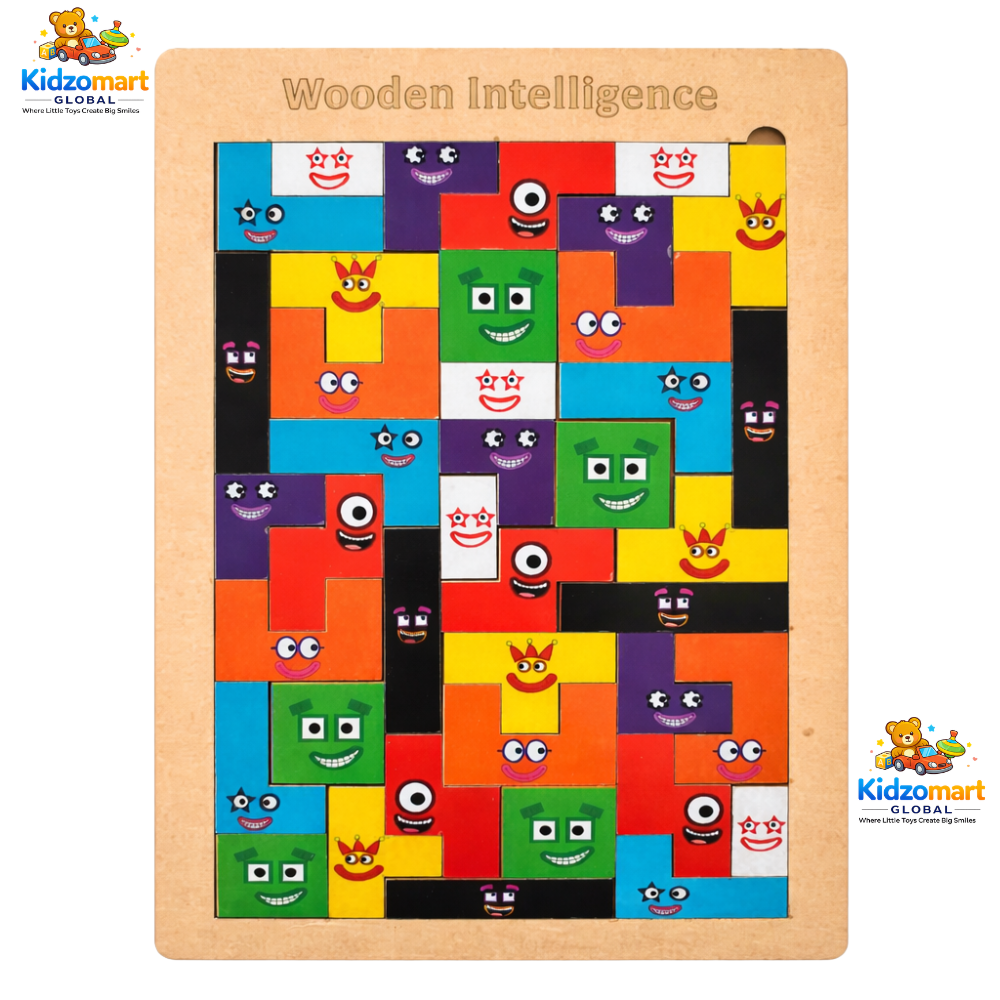 Kidzomart Global Wooden Intelligence Puzzle Board – Creative Shape & Pattern Learning Blocks for Kids | Brain Development Toy