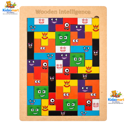 Kidzomart Global Wooden Intelligence Puzzle Board – Creative Shape & Pattern Learning Blocks for Kids | Brain Development Toy