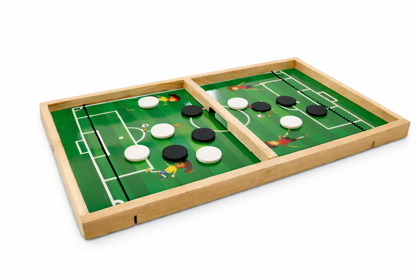 Kidzomart Global 3-in-1 Wooden Family Board Game – Football Sling, Snake & Ladder & Ludo | Strategy & Skill Development Game for Kids & Adults