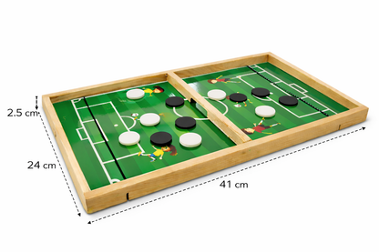 Kidzomart Global 3-in-1 Wooden Family Board Game – Football Sling, Snake & Ladder & Ludo | Strategy & Skill Development Game for Kids & Adults